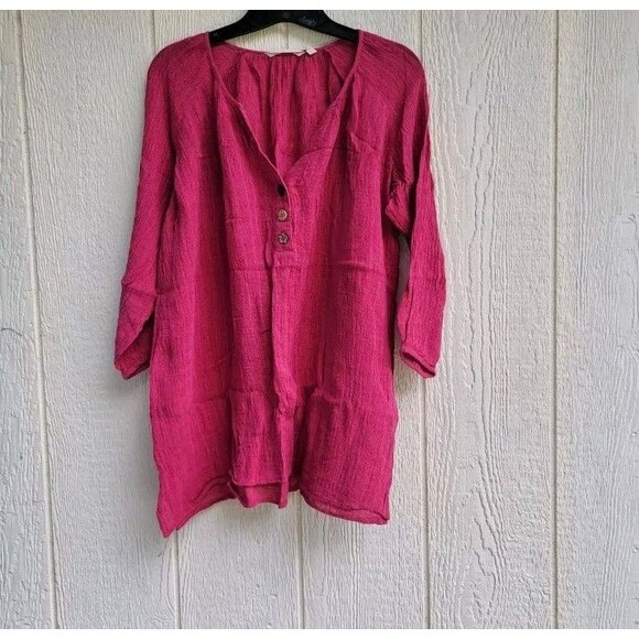 soft surroundings linen blend popover top wmns Sz Med - Picture 1 of 6